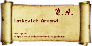 Matkovich Armand névjegykártya